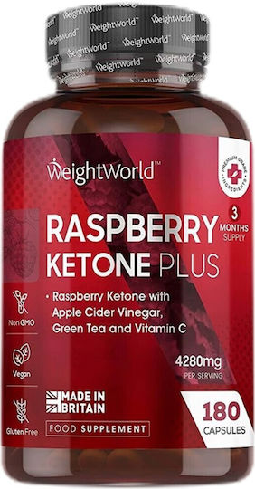 WeightWorld Raspberry Ketones Plus 1200mg με Γεύση Raspberry 180 μαλακές κάψουλες