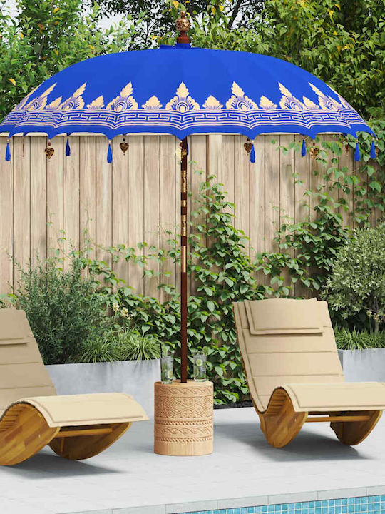 Round Wooden Blue Garden & Terrace Parasol Φ2.5...