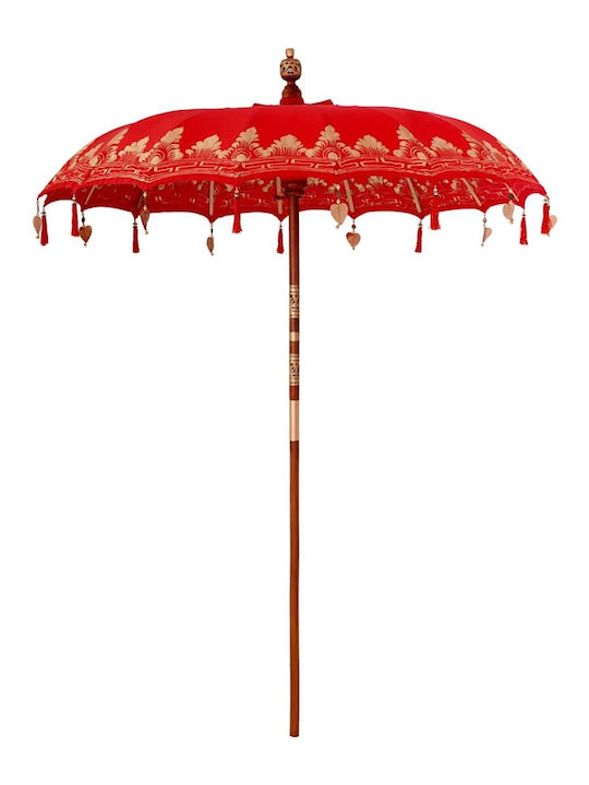 Round Wooden Red Garden & Terrace Parasol F2.5x...