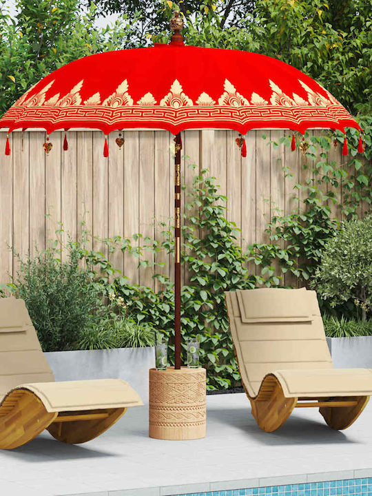 Round Wooden Red Garden & Terrace Parasol F2.5x...