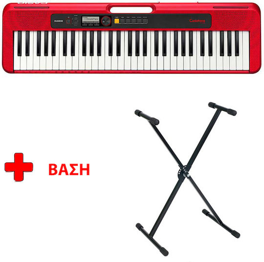 Casio Keybaord CT-S200 cu 61 Taste Standard Touch cu Suport Roșu