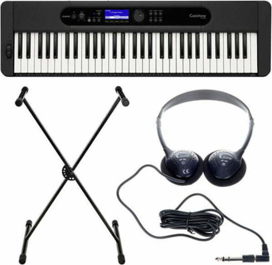 Casio Ключова дума CT-S400BK с 61 Динамичен Клавиши с Слушалки Черен