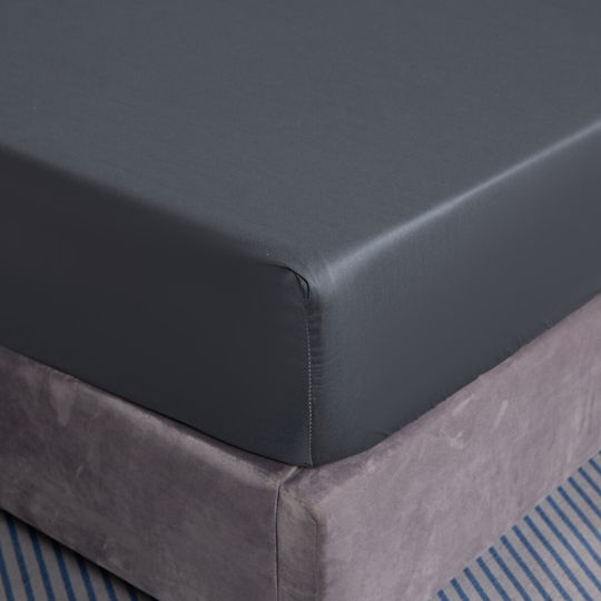 Cotton Market Μονό 90x200+25εκ. με Λάστιχο Dark Gray