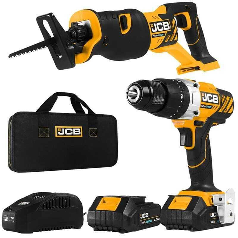 JCB Set Impact Drill Driver Jigsaw 18V with Batteries 2Ah and
