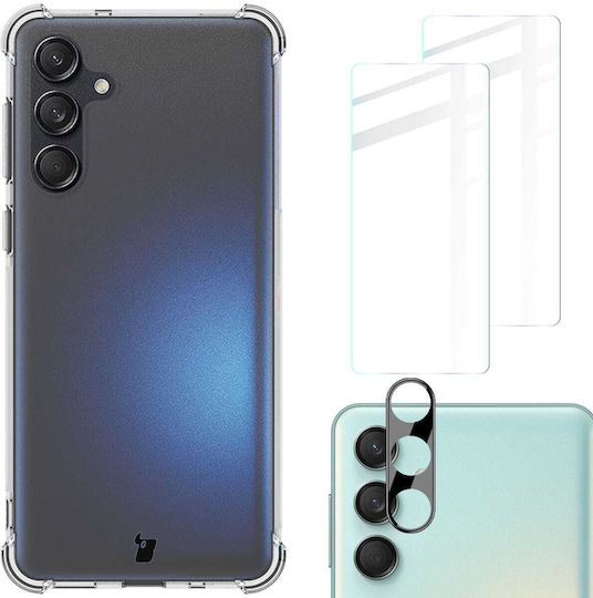Bizon Case Clear Pack Galaxy M55 5g Husa Transparentă + 2x Sticlă + Lentilă