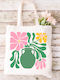 Shopping Bag Cotton Fabric Ecru Flowers 70s Design 17 Dimensions 38x40cm With Handles 38x70cm