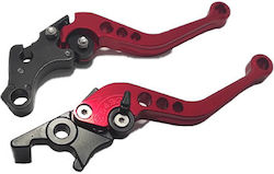 Set of Motorcycle Brake/Clutch Levers Adjustable Red 6172