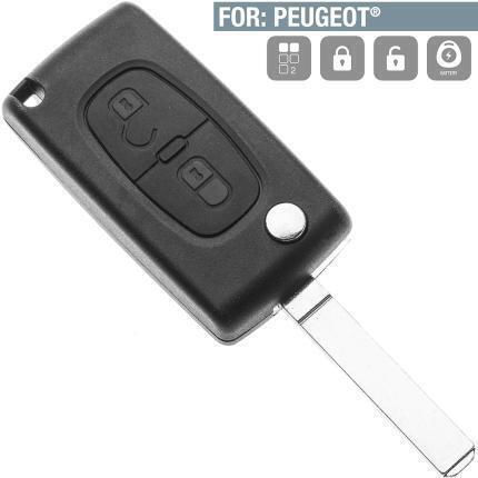 Foldable Car Key Shell with Blade with 2 Buttons Type for Peugeot