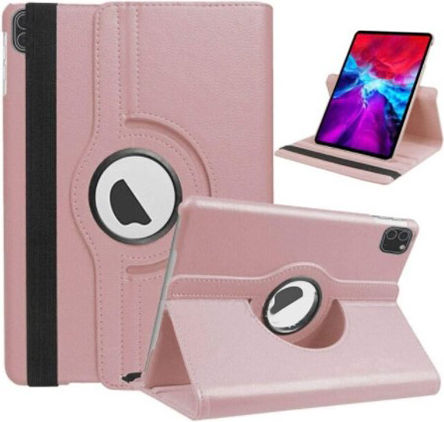 Ipad Pro 11 Air 4 Flip Cover Δερμάτινη Περιστρεφόμενη Ροζ Χρυσή