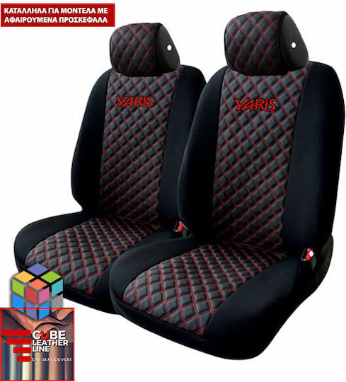Vordersitzbezüge 2Stück Kunstleder Rot / Schwarz