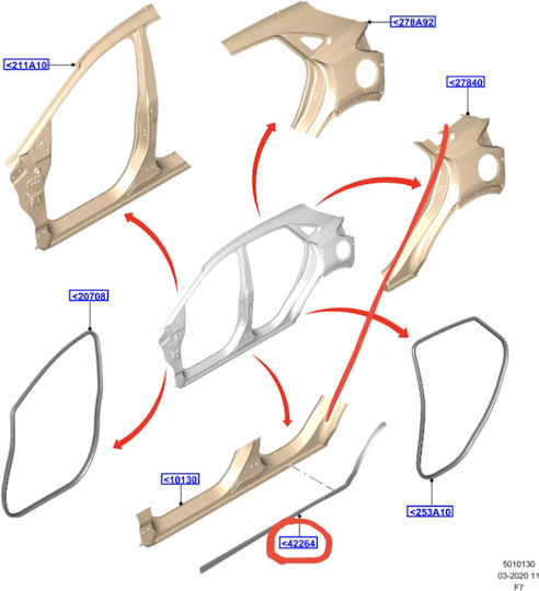 Ford Türdichtung Gummi mit Installation Hinten links Ford Puma 2416846