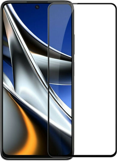 5D Vollflächig gehärtetes Glas Schwarz (Poco X4 Pro)
