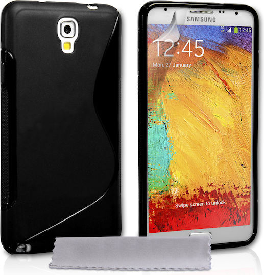 YouSave Accessories Back Cover Silicone Set with Glass Black (Galaxy Note 3)
