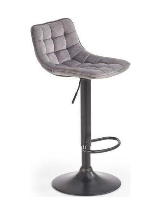 Stool Bar with Backrest Upholstered with Velvet Gray