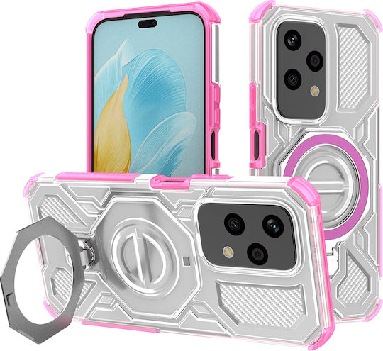 Techsuit Carbon Umschlag Rückseite Silikon Rosa (Honor 200 Pro)