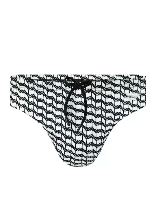 Logo Men's Swimwear Slip White-Black