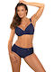 Bikini-Set Hohe Taille Dark Blue