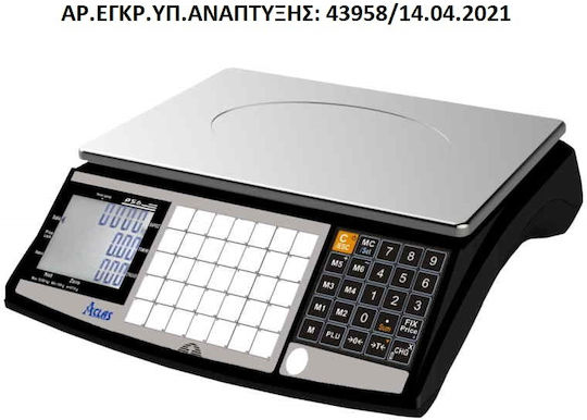 Aclas Ps6d Electronic Retail Scale with Weighing Capacity of 30kg and Division 10gr