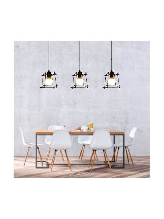 Diamond Adjustable Pendant Light Black with Socket E27 17x18cm