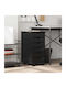 Office Storage Solid Wood Cabinet With Wheels & Drawers Black Velvet-Black Metal L34xW39xH65.5cm