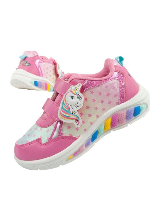 Παιδικά Sneakers με Σκρατς & Φωτάκια Ροζ