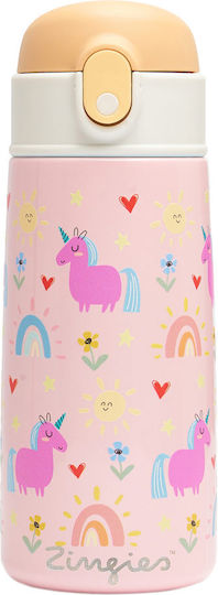 Zingies Tom Kid’s Water Bottle Straw 470ml 20 Oz Rainbow Pattern