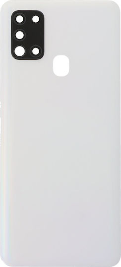 Samsung Galaxy A21s A217 Battery Door + Battery Door Adhesive + Back Camera Lens Bezel White OEM