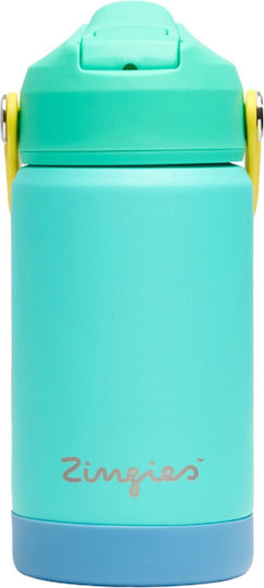 Zingies Kinderflasche Thermos Rostfreier Stahl mit Strohhalm Türkis 350ml