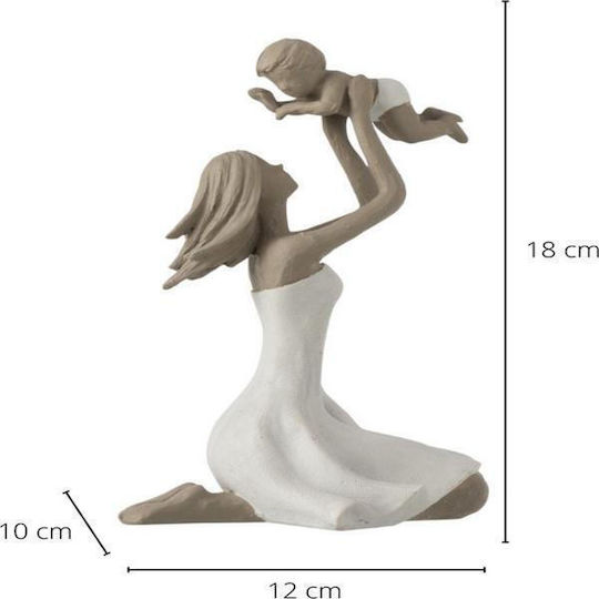 J-line Mother+Child On Knees Poly White Taupe 10x12x18