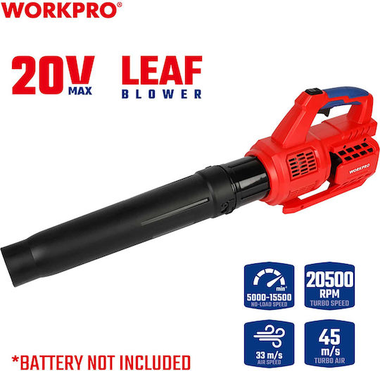 WorkPro Φυσητήρας Χειρός Μπαταρίας 20V Solo με Μέγιστη Ταχύτητα Αέρα 118.8km/h