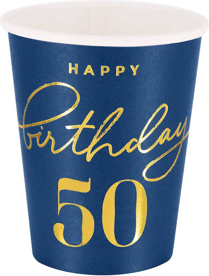 Party Pal Pahare Happy Birthday 50 Bleumarin 220ml 6 Bucăți