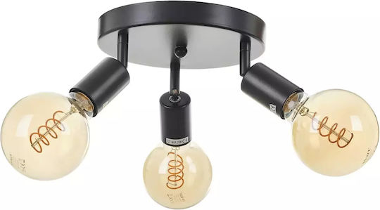 Triplu Spot cu Soclu E27 în Culoare Negru