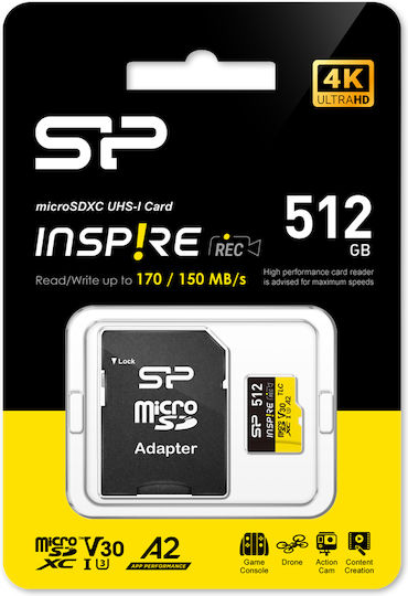 Silicon Power microSDXC Clasa 10 U3 V30 A1 UHS-I