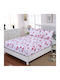 Casa Colori Cearșaf Dublu cu Elastic 140x200+30cm. Cherry Blossom Roz