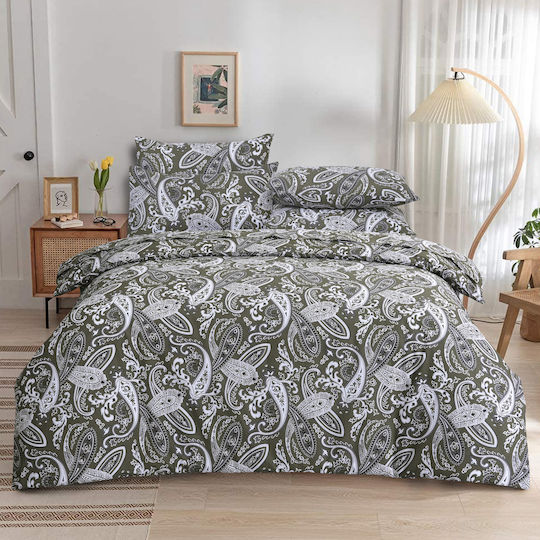 Casa Colori Sheet Sets Double with Elastic 140x200+30cm. Paisly Brown Paisley 4pcs