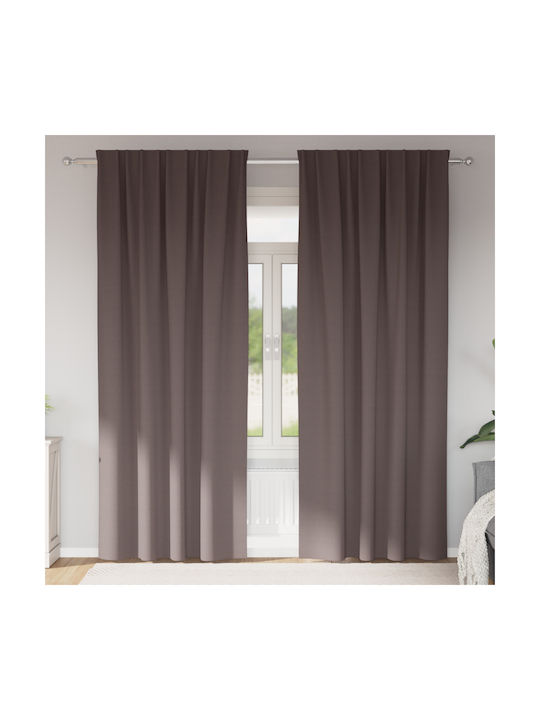 vidaXL Set Curtains Blackout Window with Tab Top Brown 140x245cm