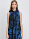 Women's Blouse Sleeveless Floral Blue