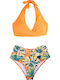 Set Bikini Hohe Taille Blumen Gelb