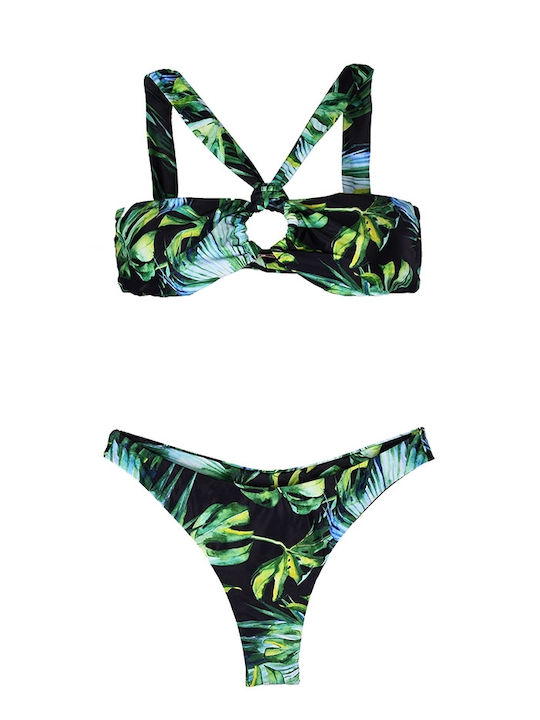 Modern Ocean Set Bikini Brazil Floral Green