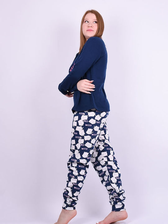 Sweet Secret Winter Damen Pyjama-Set Blue
