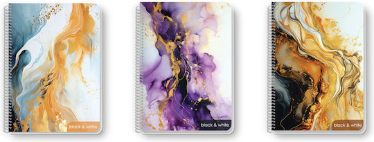 Black & White Spiral Heft Geregelt A4 120 Blätter 4 Themen 1Stück (Μiverse Designs)