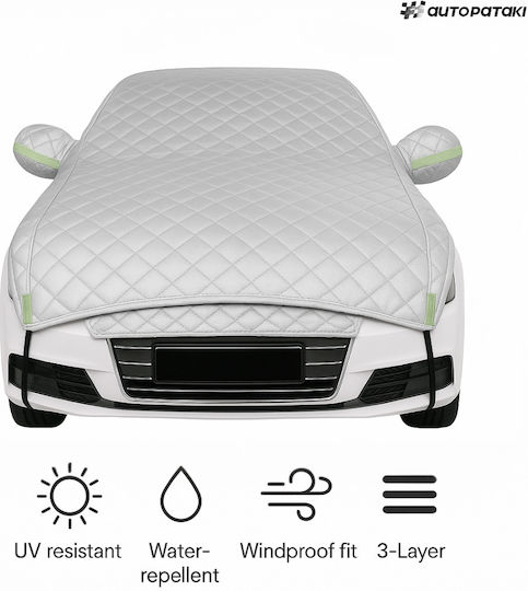 Jumătate De Huse Auto Argintiu Xl 250x500cm Protecție Capotă Și Oglinzi