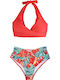 Bikini Set High Waist Floral Coral