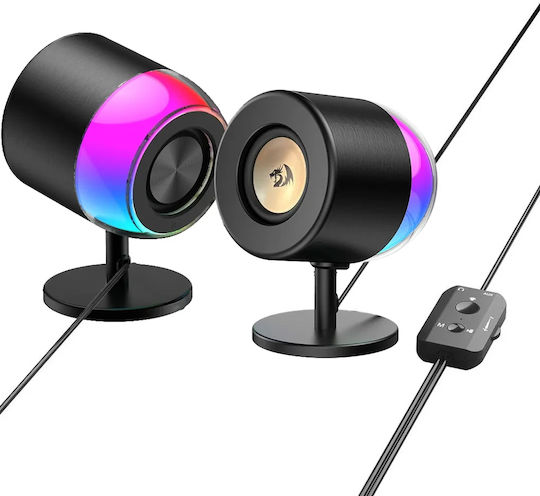 Redragon 28.09.0018 Ηχεία Υπολογιστή 2.0 με RGB Φωτισμό και Ισχύ 6W σε Μαύρο Χρώμα