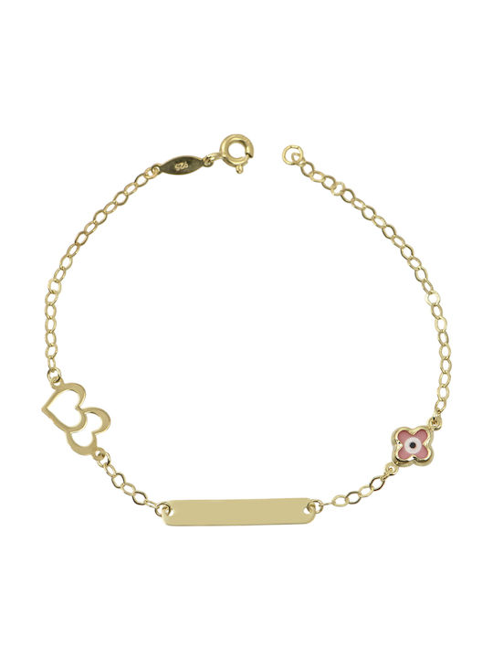 Graloro Kids Bracelet ID from Gold-plated Silver with Crown