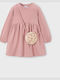 Children's Dress Long Sleeve Set with Accessories Pink
