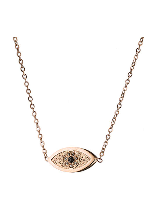 Graloro Eye from Pink Gold Plated Steel with Zircon