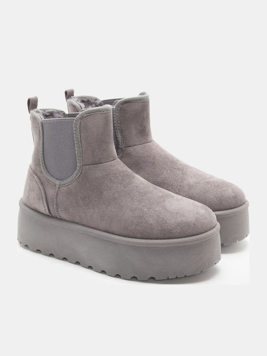 Luigi Women's Chelsea Boots with Medium Heel Gray