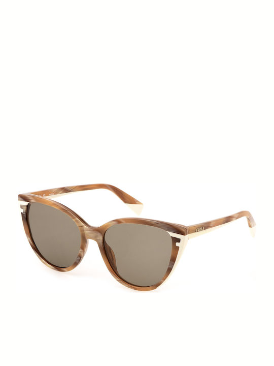 Furla Women's Sunglasses with Brown Tartaruga Plastic Frame and Brown Lens