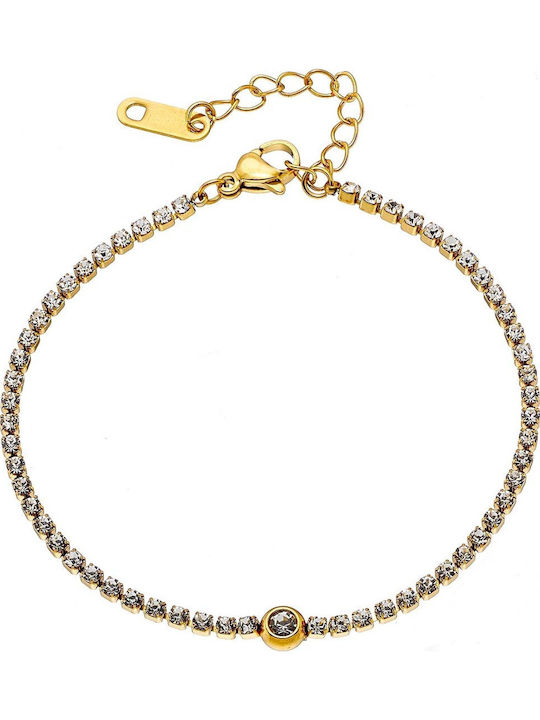Graloro Women's Bracelet Riviera made of Steel Gold Plated with Zircon